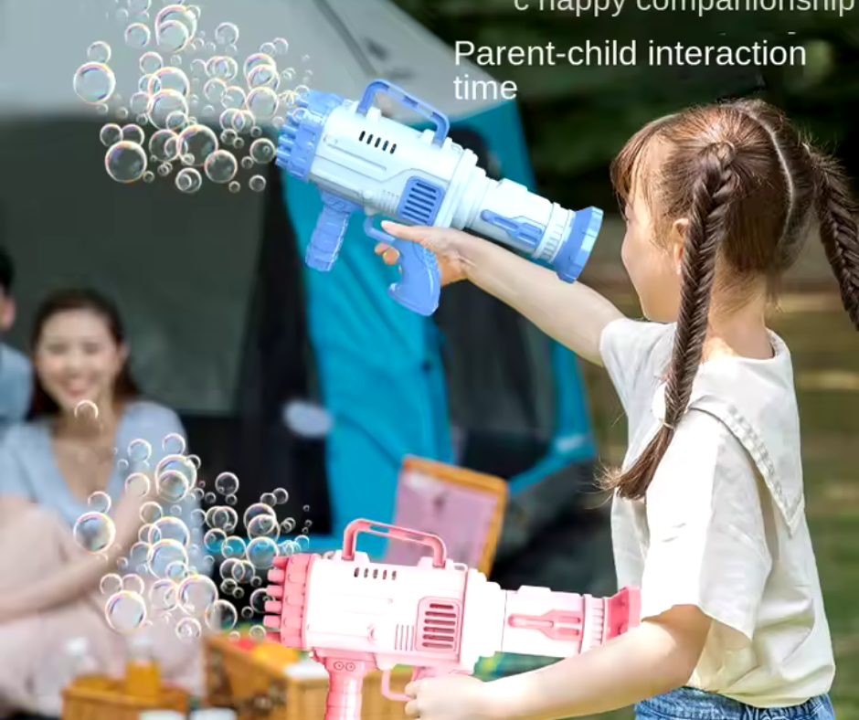 Children's Bubble Gun Toy Children's Electric Automatic Bubble Machine Blaster Gun 32 hole rocket launcher summer toy